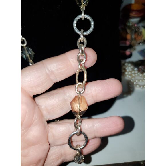 A Loft Necklace Chain Boho Faceted Mixed Metals Career Evening Sparkly - Picture 3 of 8